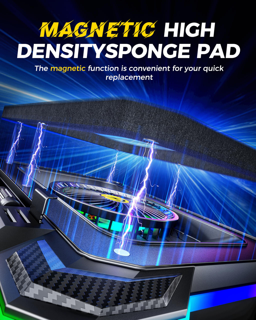 Игровая подставка для ноутбука ChillCore RGB с охлаждением, турбовентилятор 5,5 дюйма, быстрое охлаждение для ноутбуков 15,6-19,3 дюйма, регулировка скорости, 7 регулируемых высот - K1 5V RGB